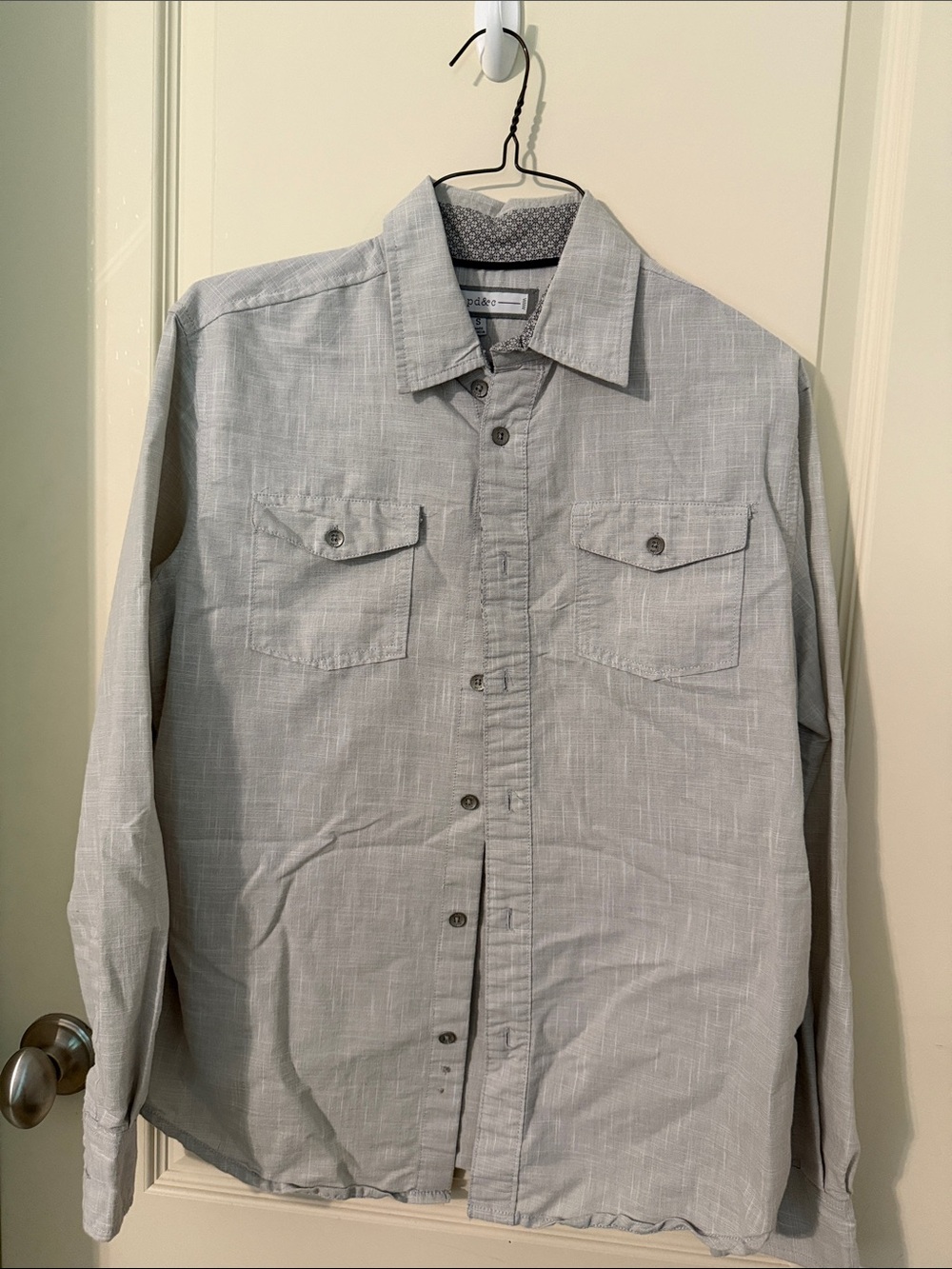 PD&C Light Gray Patterned Men's Button-Up Shirt